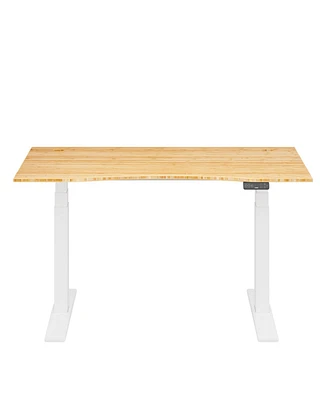 Flexispot E7-commercial W Electric Adjustable Standing Desk, Curved Bamboo Top