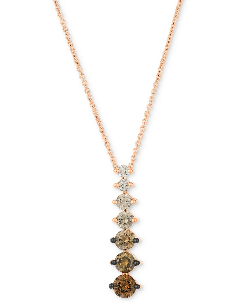 Le Vian Chocolate Ombre Diamond Vertical Graduated Adjustable 20" Pendant Necklace (3/4 ct. t.w.) in 14k Rose Gold