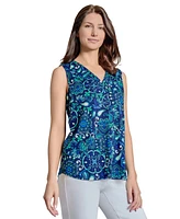 Jones New York Women's Printed V-Neck Top