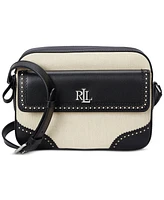 Lauren Ralph Straw & Leather Small Marcy Camera Bag