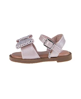 Bebe Toddler Girls Charm and Bow with Rhinestones Sandals