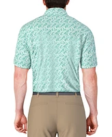 Pga Tour Men's Short Sleeve Botanical Print Golf Polo Shirt