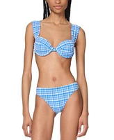 Kate Spade New York Womens Underwire Bikini Top Plaid High Cut Bottoms