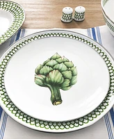 Golden Rabbit Scallop Enamelware Chargers, Set of 2