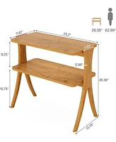 Tribesigns Narrow Side Table for Living Room, Farmhouse End Table with 2-Tier Storage Shelf and Solid Wood Legs