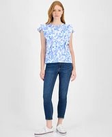 Tommy Hilfiger Women's Cotton Paisley-Print Ruffled Top