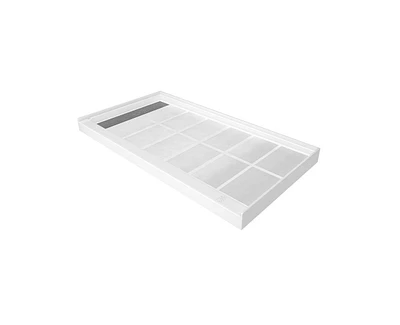 Casainc 60"W X 32"D Solid Surface Single Threshold Shower Base Anti-Slip Shower Pan