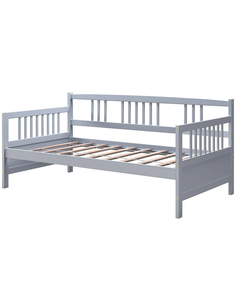 Twin Size Wooden Slats Daybed Bed with Rails
