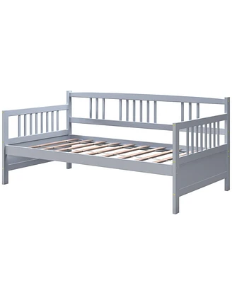 Twin Size Wooden Slats Daybed Bed with Rails