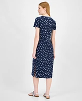Tommy Hilfiger Women's Island Dot V-Neck Midi Dress