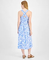 Tommy Hilfiger Women's Cotton Paisley-Print Smocked-Back Midi Dress