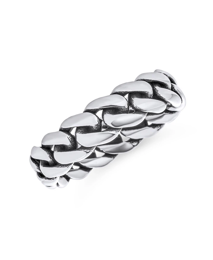 Bling Jewelry Solid Braided Celtic Eternity Band Knot Cable Curb Cuban Link Chain Rings Bands .925 Sterling Silver 5MM