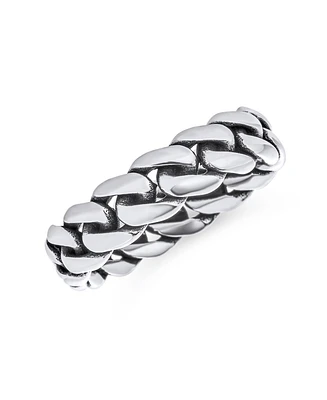 Bling Jewelry Solid Braided Celtic Eternity Band Knot Cable Curb Cuban Link Chain Rings Bands .925 Sterling Silver 5MM