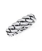 Bling Jewelry Solid Braided Celtic Eternity Band Knot Cable Curb Cuban Link Chain Rings Bands .925 Sterling Silver 5MM