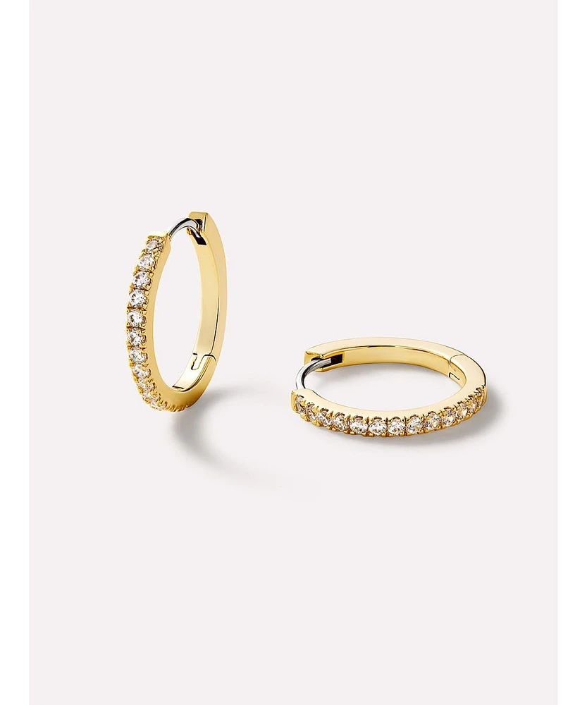 Ana Luisa - Gold Huggie Hoop Earrings - Pave Huggie Hoops Medium