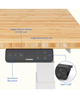 Flexispot E7-commercial W Electric Adjustable Standing Desk, Curved Bamboo Top