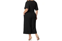 Kiyonna Plus Evelyn Cropped Wide Leg Jumpsuit