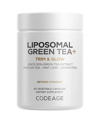 Codeage Liposomal Green Tea+ Egcg 50% Green Tea Extract, Matcha Green Tea Powder, Peppermint Leaf, Lemon Peel, Liposomal Delivery