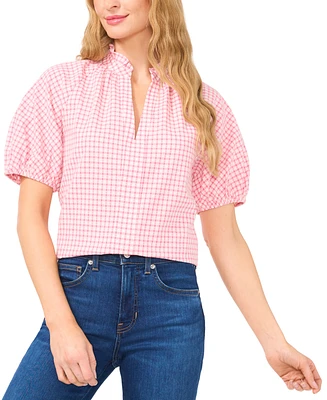 CeCe Women's Split-Neck Raglan-Sleeve Cotton Blouse
