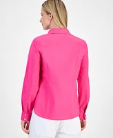 Nautica Jeans Women's Cotton Roll-Tab Button Shirt