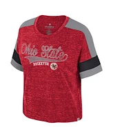 Colosseum Women's Scarlet Ohio State Buckeyes Color Block Scoop Neck T-Shirt