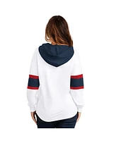 G-iii 4Her by Carl Banks Women's White Columbus Blue Jackets Goal Zone Long Sleeve Lace-Up Hoodie T-Shirt