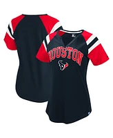 Starter Women's Navy Houston Texans Game On Notch Neck Raglan T-Shirt