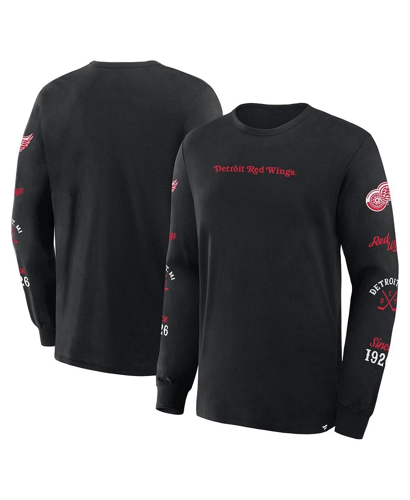 Fanatics Men's Black Detroit Red Wings Boxed Legacy Long Sleeve T-Shirt