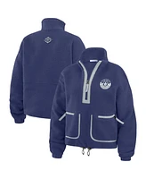 Wear by Erin Andrews Women's Blue Toronto Maple Leaves Polar Fleece Half-Zip Jacket