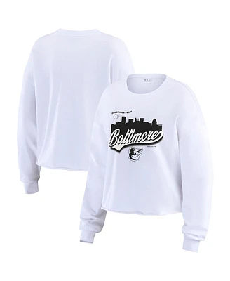 Wear by Erin Andrews Women's White Baltimore Orioles Domestic Postcard Long Sleeve T-Shirt