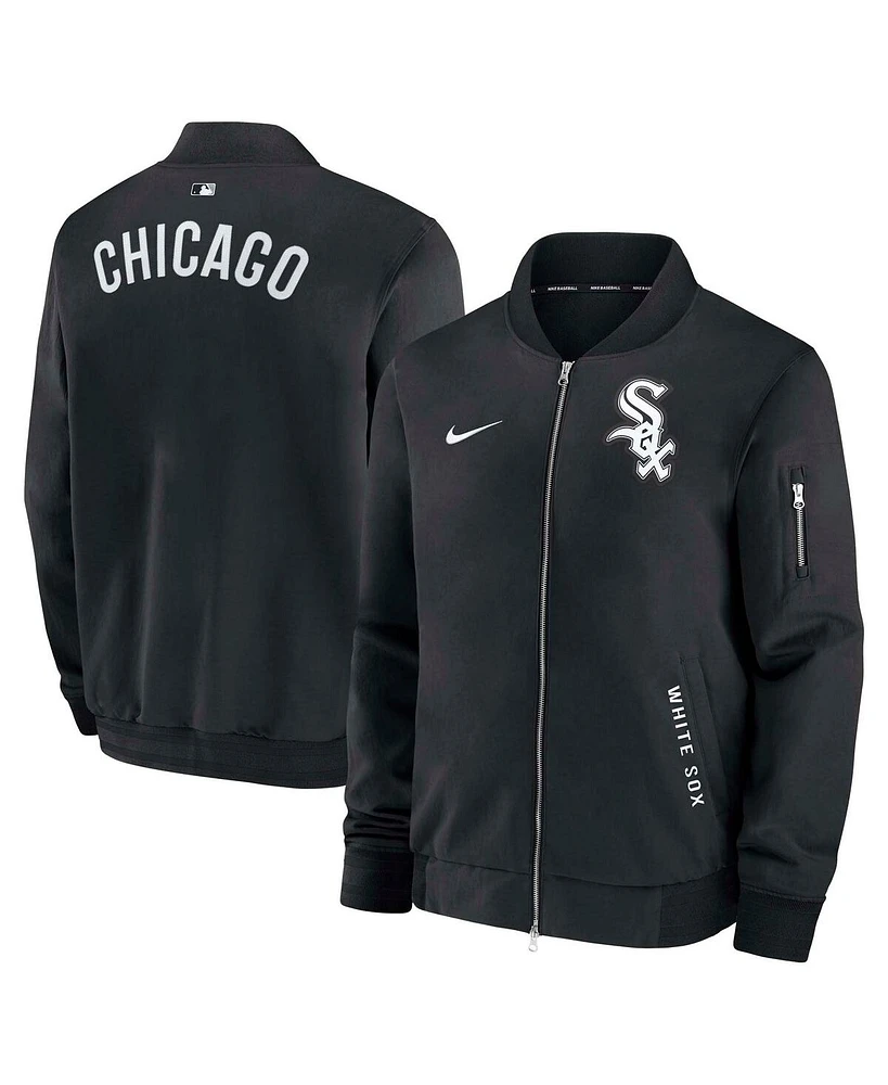 Nike Men's Black Chicago White Sox Authentic Collection Dugout Full-Zip Bomber Jacket