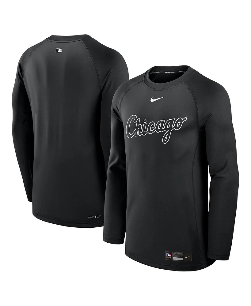 Nike Men's Black Chicago White Sox Authentic Collection Game Time Raglan Performance Long Sleeve T-Shirt