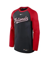 Nike Men's Navy/Red Washington Nationals Authentic Collection Game Time Raglan Performance Long Sleeve T-Shirt
