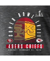 Women's Fanatics Charcoal Kansas City Chiefs Vs. San Francisco 49ers Super Bowl Lviii Matchup Final Battle V-Neck T-shirt