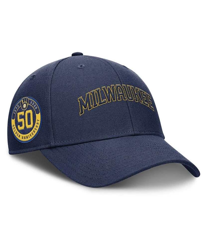 Nike Men's Navy Milwaukee Brewers Rise Gaberdine Adjustable Hat
