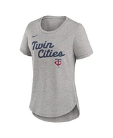 Nike Women's Heather Gray Minnesota Twins Script Tri-Blend T-Shirt