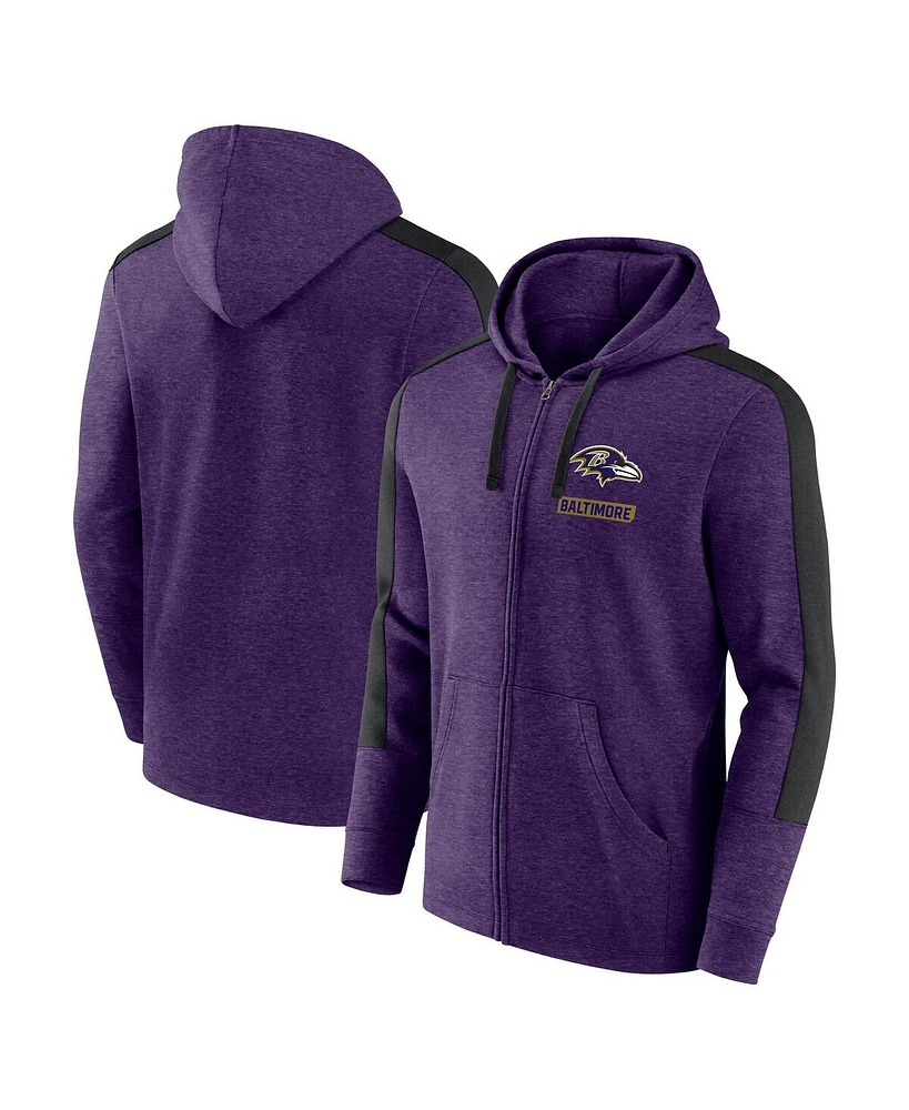 Fanatics Men's Heather Purple Baltimore Ravens Gains Full-Zip Hoodie