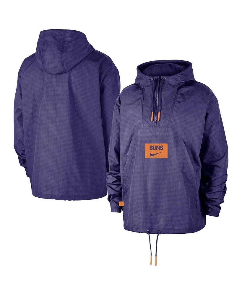 Nike Men's Purple Phoenix Suns Courtside Premium Club Anorak Quarter-Zip Pullover Hoodie