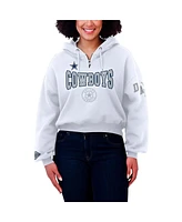 Wear by Erin Andrews Women's White Dallas Cowboys Plus Patch Quarter-Zip Hoodie