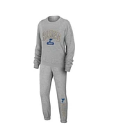 Wear by Erin Andrews Women's Heather Gray St. Louis Blues Knit Long Sleeve Tri-Blend T-Shirt, Pants and Sleep Set