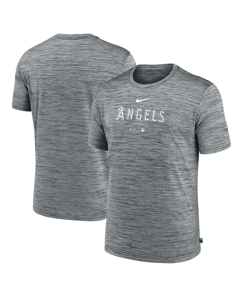 Nike Men's Heather Charcoal Los Angeles Angels Authentic Collection Velocity Performance Practice T-Shirt