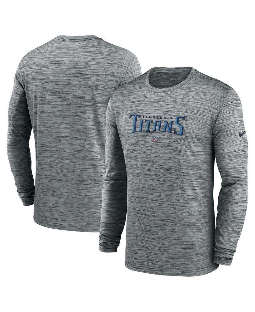 Nike Men's Heather Gray Tennessee Titans Sideline Team Velocity Performance Long Sleeve T-Shirt
