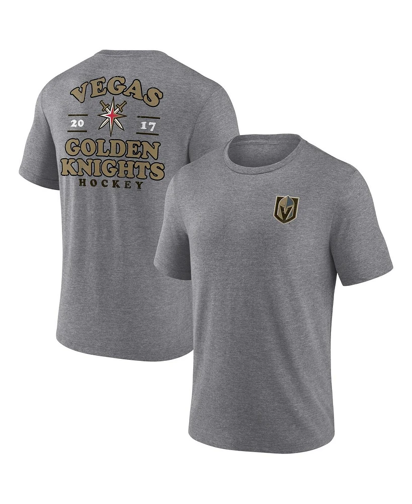 Fanatics Men's Heather Gray Vegas Golden Knights Winger Tri-Blend T-Shirt