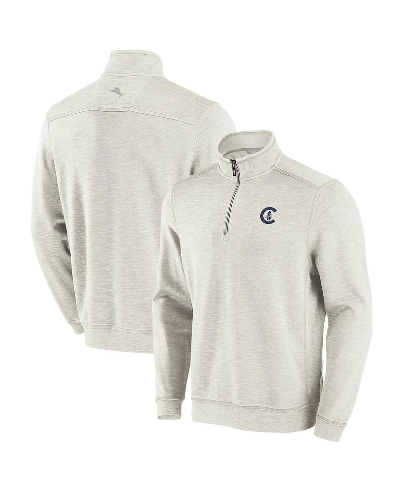 Tommy Bahama Men's Cream Chicago Cubs Sport Tobago Bay Tri-Blend Half-Zip Sweatshirt