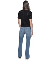 Karl Lagerfeld Paris Women's Bow-Stitch Short-Sleeve Sweater