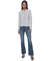 Karl Lagerfeld Paris Women's Bow-Stitch Crewneck Cardigan