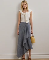 Lauren Ralph Women's Striped Linen A-Line Midi Skirt