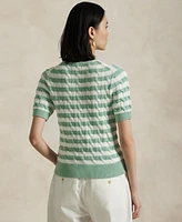 Polo Ralph Lauren Women's Striped Cable-Knit Short-Sleeve Cardigan Sweater