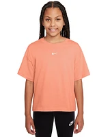 Nike Big Girls Sportswear Essential Cotton Swoosh Logo T-Shirt