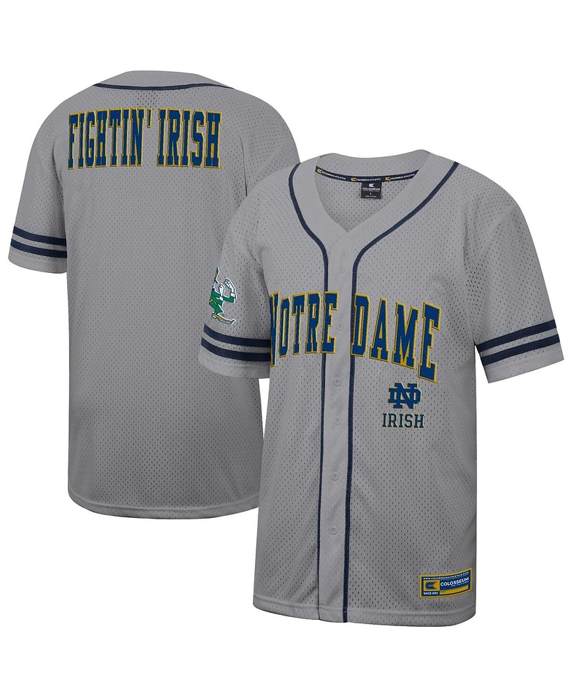 Colosseum Men's Gray Notre Dame Fighting Irish Free Spirited Baseball Jersey
